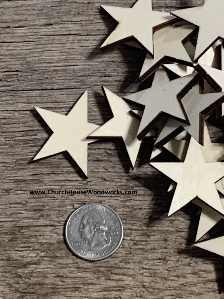 1.5 one and half inch thick cut wood stars for wooden flag making crafts