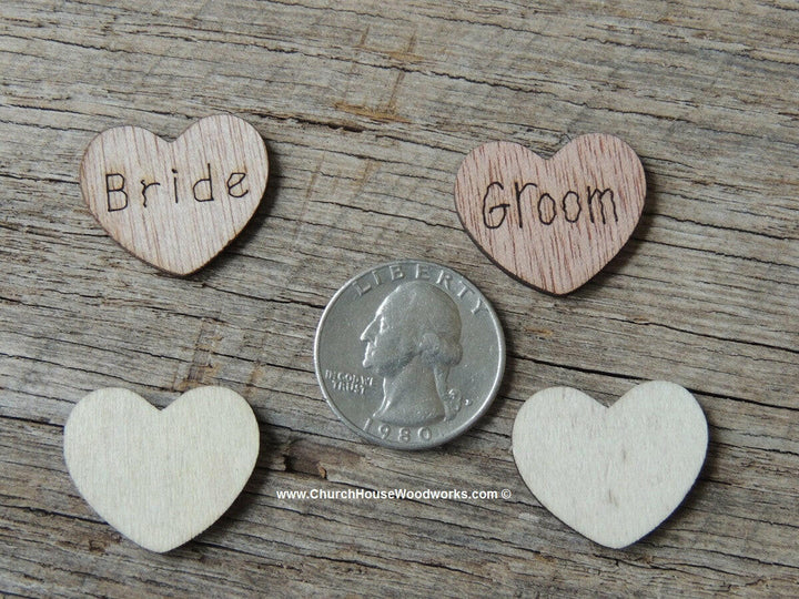 Bride Groom Wood Hearts for Rustic Wedding Table Wedding Decorations Confetti