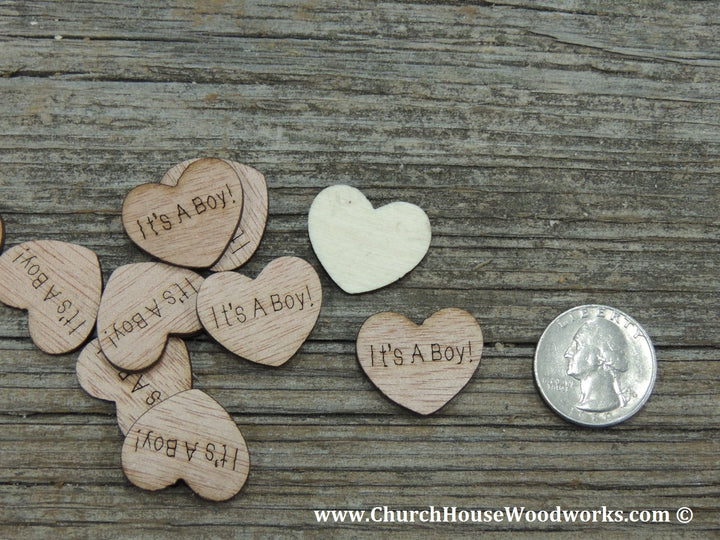 It's A Boy wood hearts confetti for baby showers birth announcements gender reveals