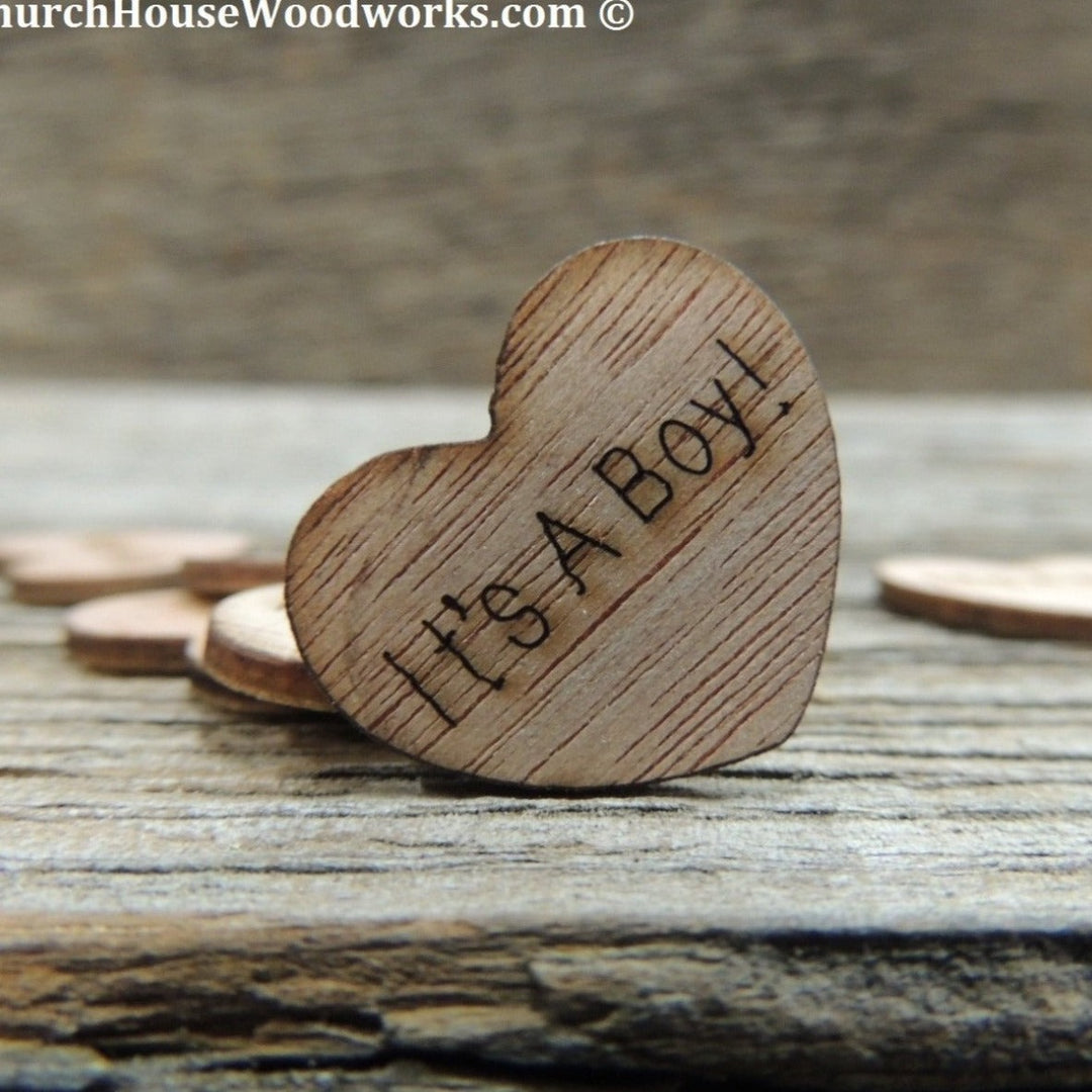It's A Boy wood hearts confetti for baby showers birth announcements gender reveals