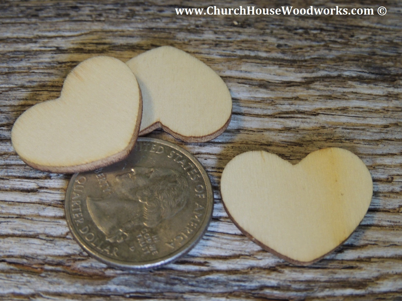 100 Solid Wood Hearts, 1-1/2 Inch Wide, 1/8 Inch Thick - Natural Woode
