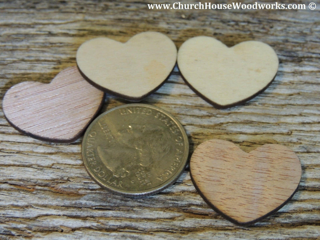 Blank 1" Wood Hearts Dark - 100 ct - 1 inch