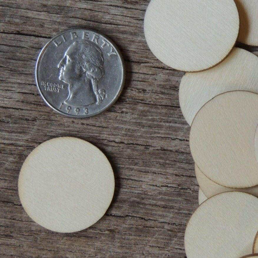 1 inch wood circle wooden coin craft disk DIY