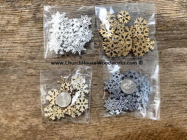 white mini 1 inch snowflakes for christmas crafts