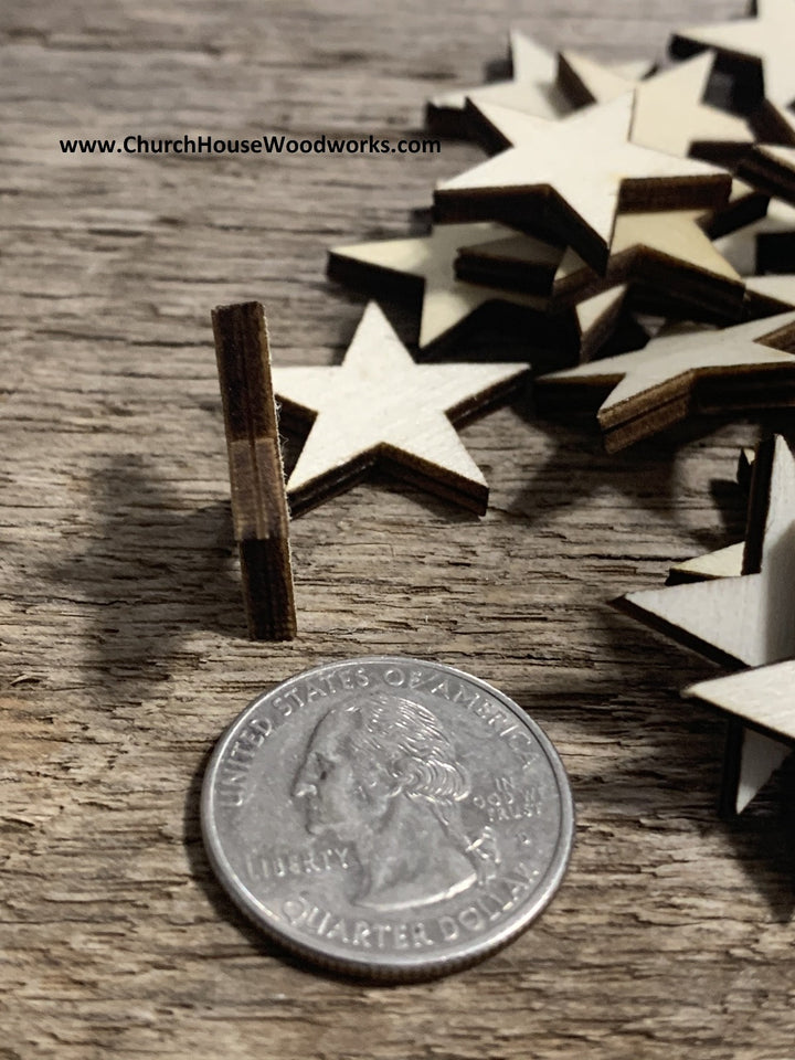 1 inch thick cut wood stars for wooden flags crafts 4mm