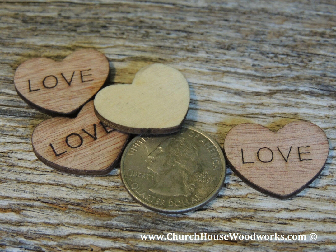 LOVE Wood Hearts - 100 ct - 1 inch