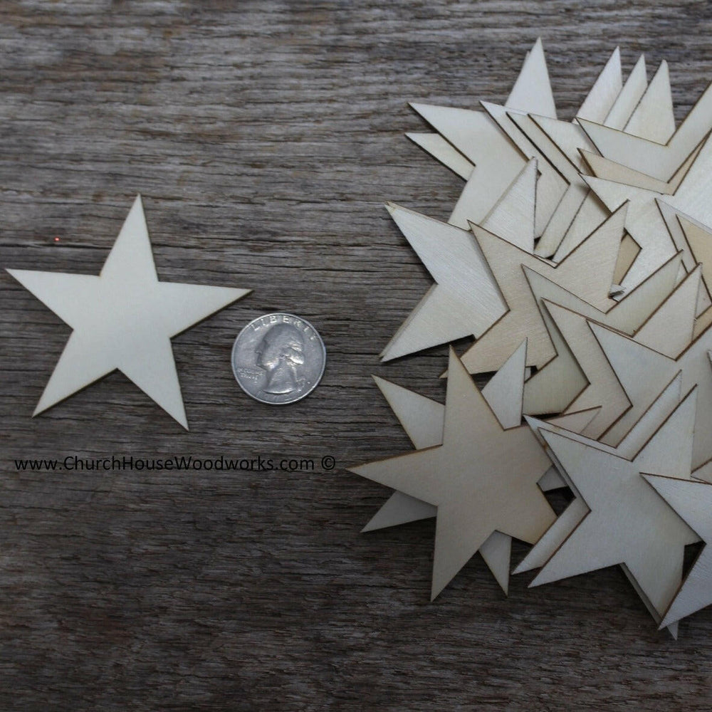 2.5 inch wood stars laser cut