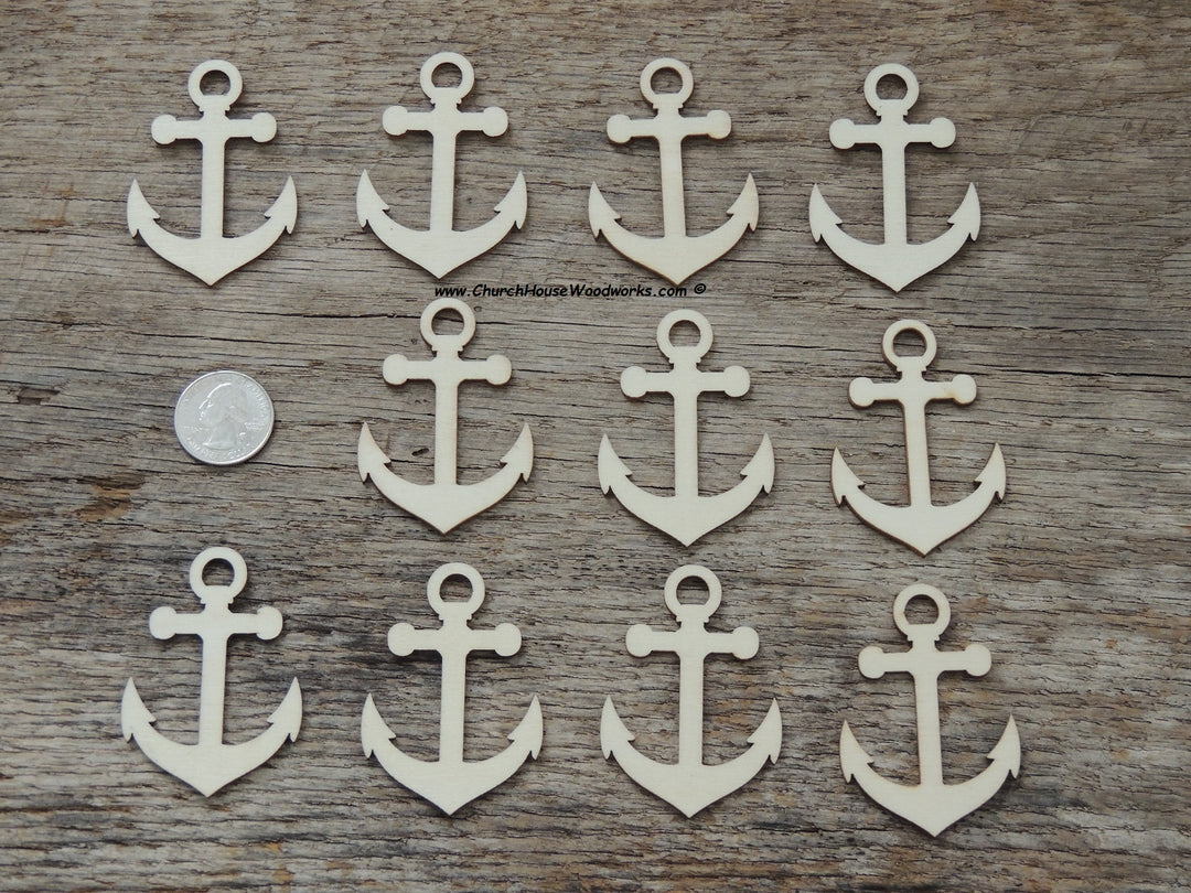 25 qty 2 inch Ship Anchor Wood Pendants - DIY Crafts – Church
