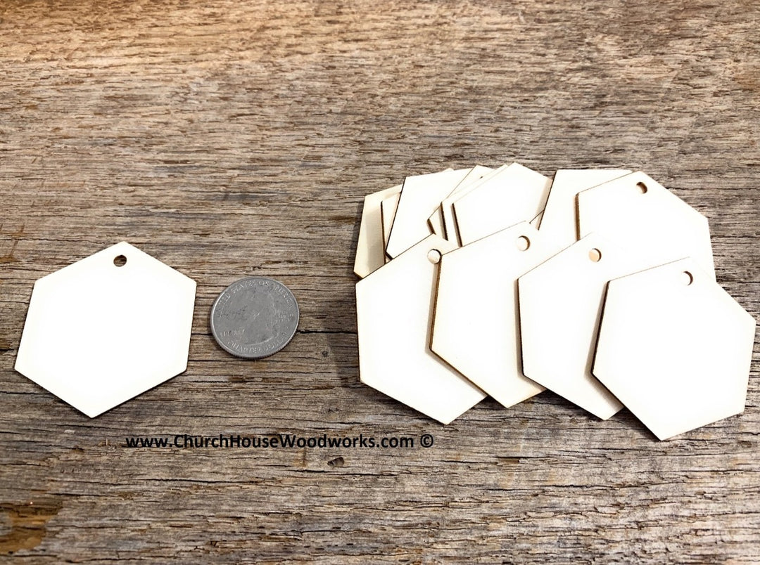 2 inch wood hexagon blank tag earring blanks with one hole