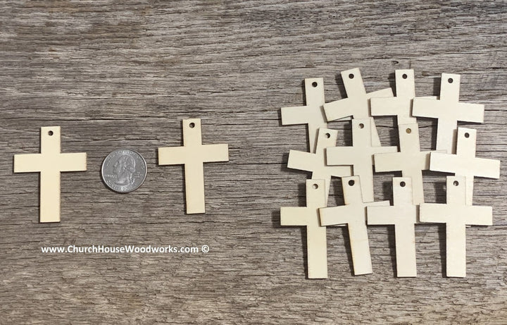 2 inch wood cross with hole earring blanks pendant
