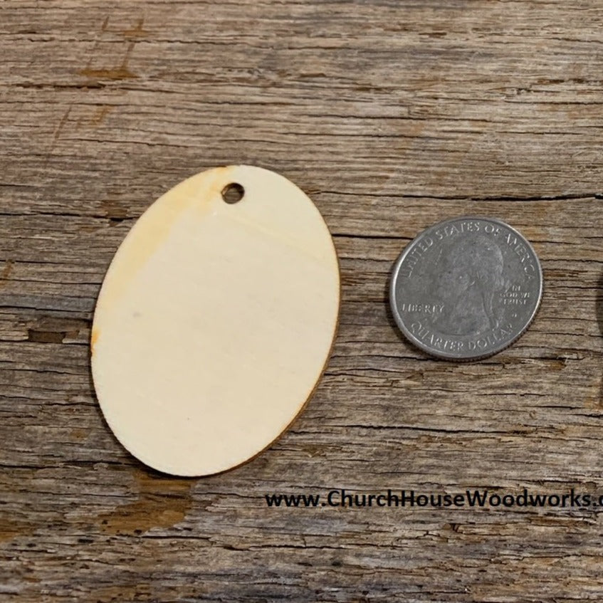 2 inch wood oval tag shape earring blanks