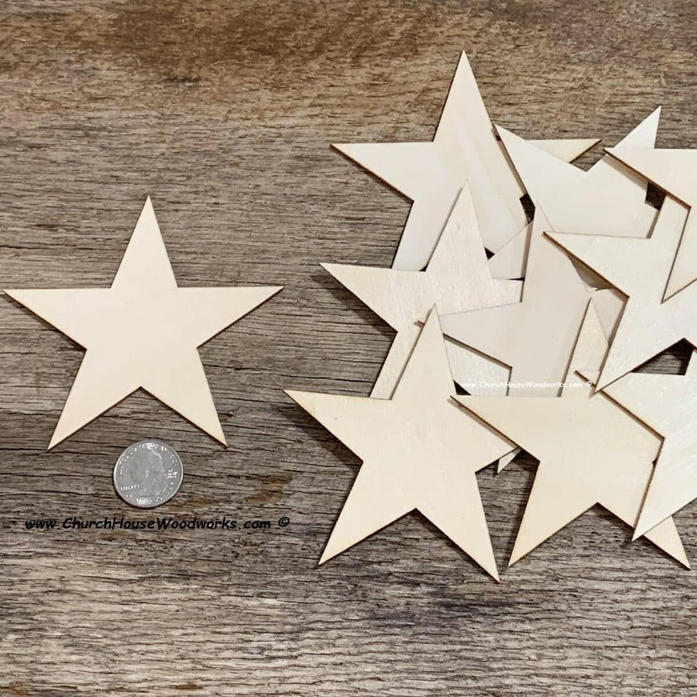 Star Four Inches 4 inch Wooden Star Christmas Ornaments Set of 25 For Sale – Church ...