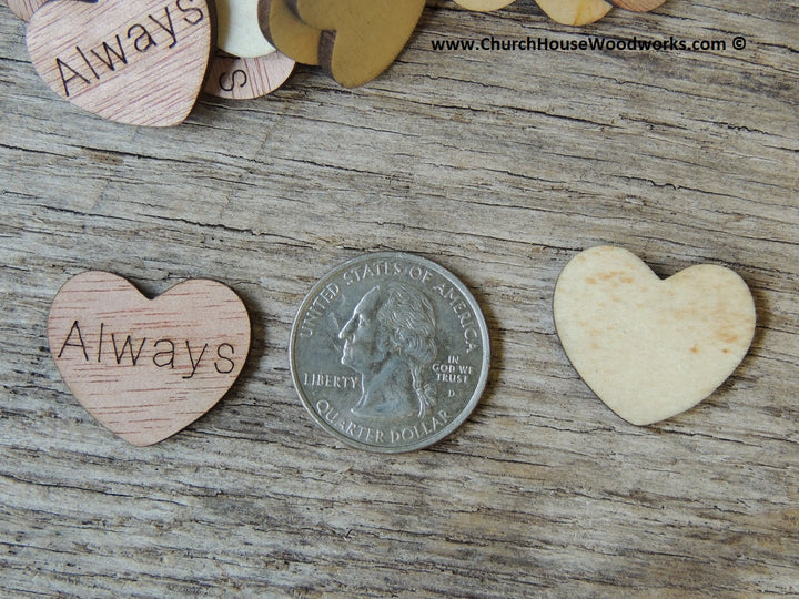 Always Wood Heart with word Always on it Confetti Wedding decorations table scatters decor