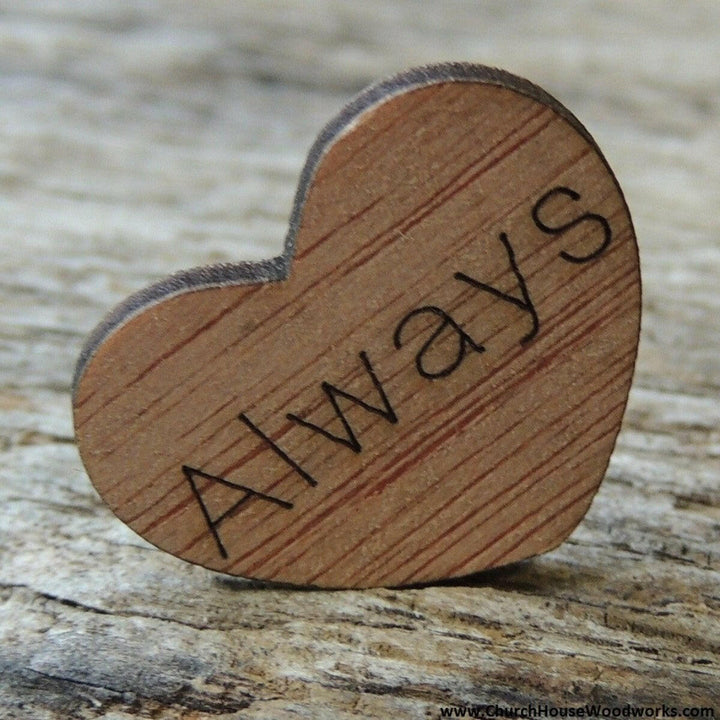 Always Wood Heart with word Always on it Confetti Wedding decorations table scatters decor