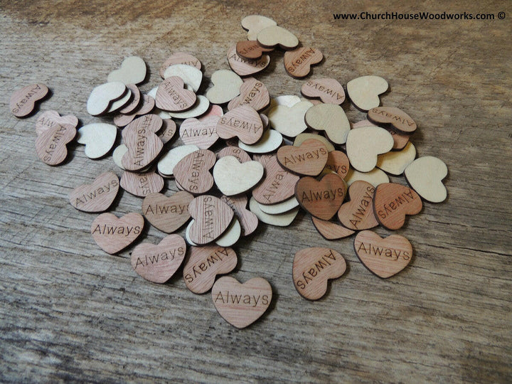 Always Wood Heart with word Always on it Confetti Wedding decorations table scatters decor