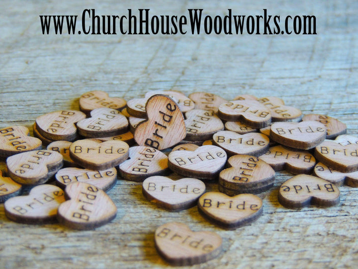 Wooden Hearts Love Mr Mrs Bride Groom for Rustic Weddings Table Decorations Confetti