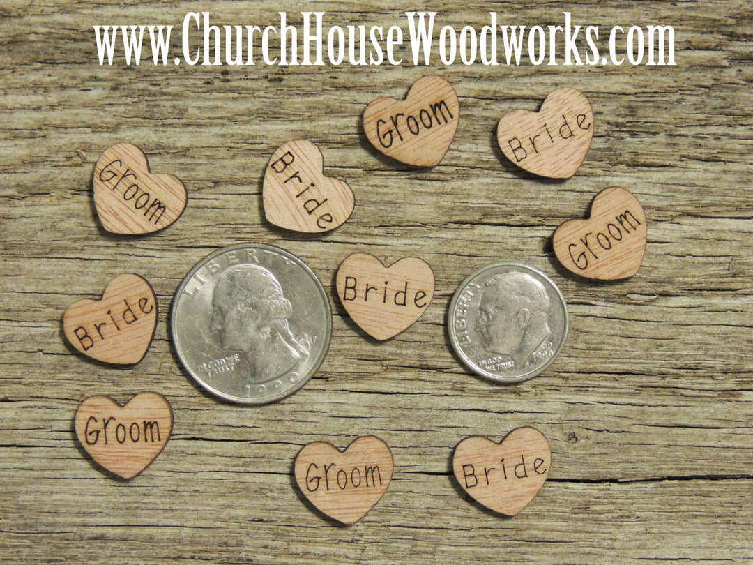 Groom Bride Wood Burned Engraved Hearts Rustic Weddings Barn Weddings Country Wedding Table Decorations Scatter Confetti Decor Church House Woodworks