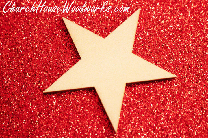 Wooden Star Christmas Tree Ornaments Miniatures Christmas Village Set DIY Craft Idea- Set of 25- 2 Inch Wooden Christmas Tree Supplies Accessories by ChurchHouseWoodworks.com 