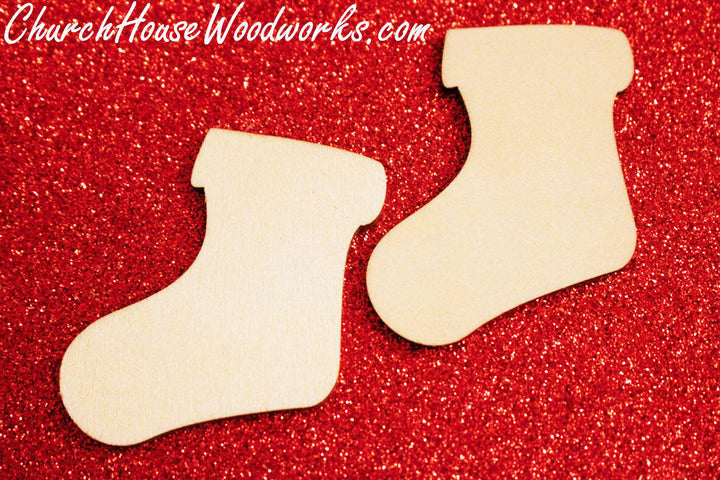 Wooden Stocking Christmas Tree Ornaments Miniatures Christmas Village Set DIY Craft Idea- Set of 25- 2 Inch Wooden Christmas Trees Supplies Accessories by ChurchHouseWoodworks.com 