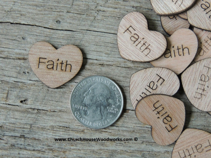 Faith 1 inch wood hearts for rustic weddings receptions decor table confetti 