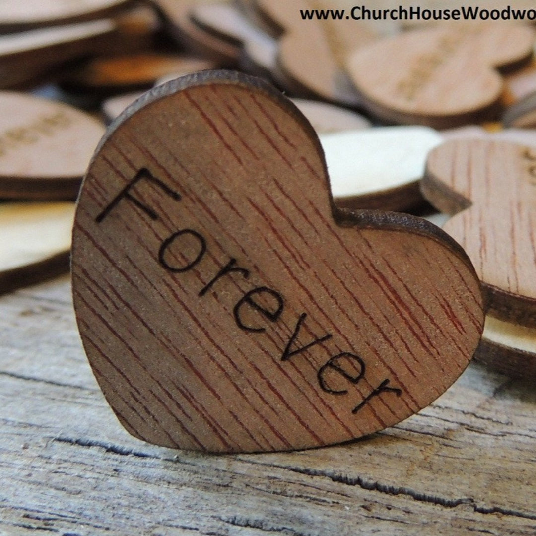 Forever Wood Heart with word Always on it Confetti Wedding decorations table scatters decor