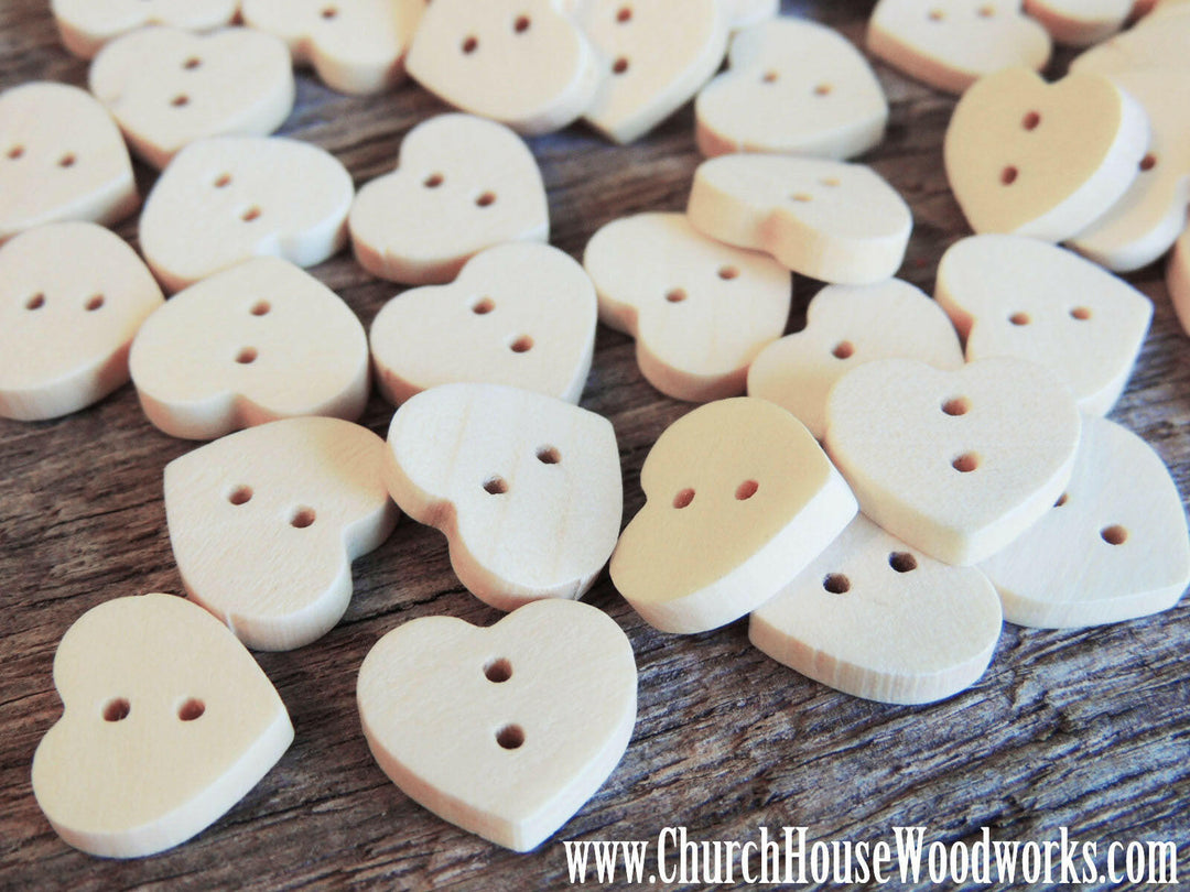 Heart Shape Wood Buttons pack of 10