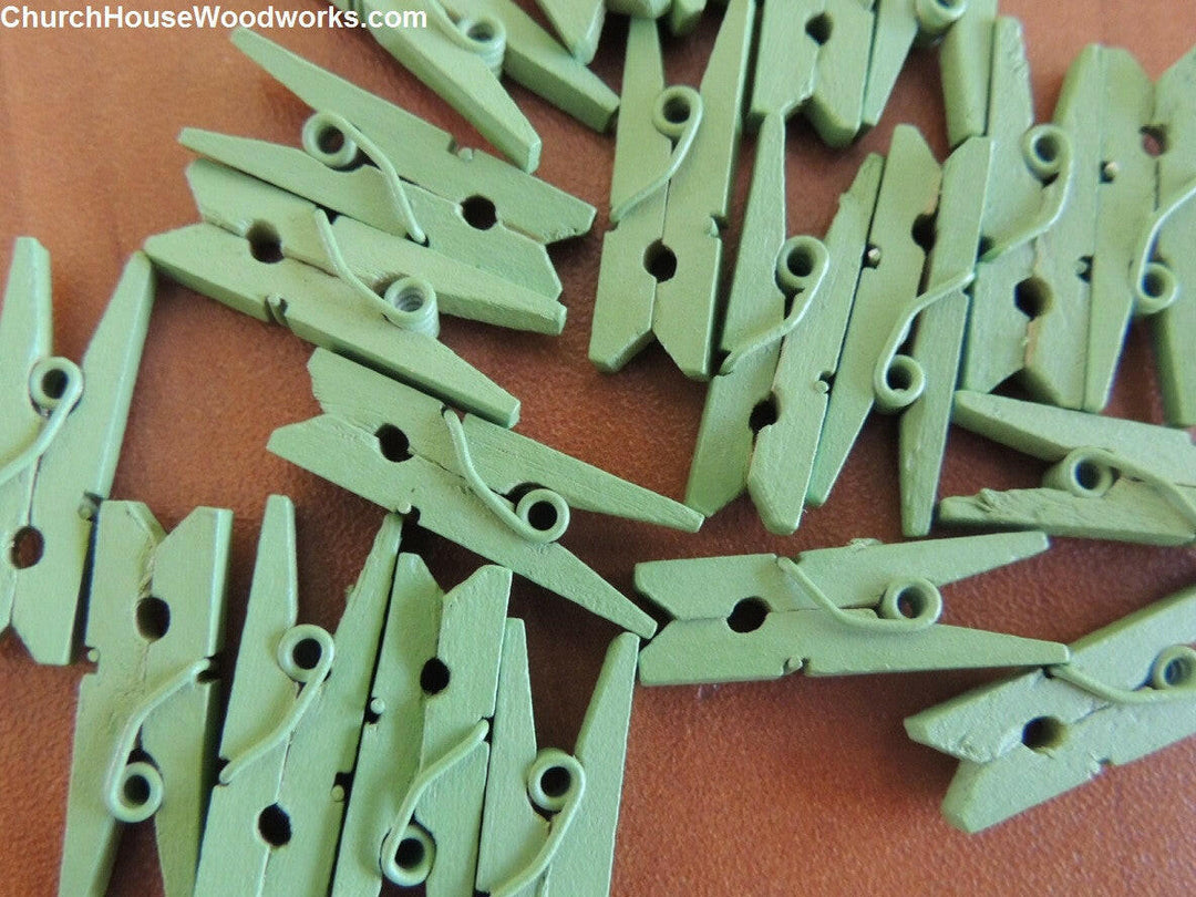 Light Green Mini Clothespins by ChurchHouseWoodworks.com 