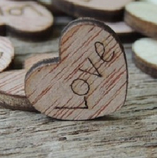 Wood Love Hearts - 1/2 inch