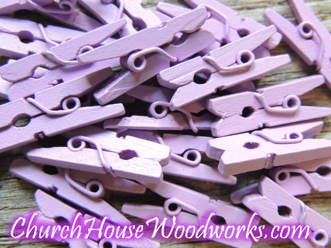 Pack of 100 Mini Lilac Purple Clothespins