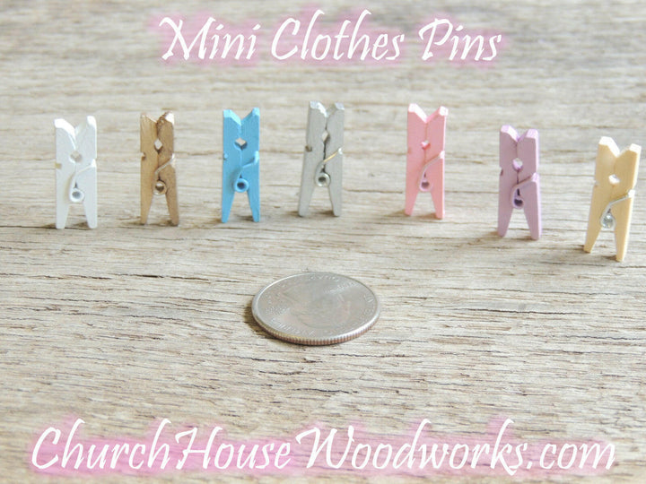 Mini White Clothespins Pack of 100 by ChurchHouseWoodworks.com