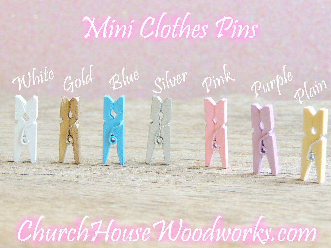 Mini Natural Wooden Clothespins Pack of 100 by ChurchHouseWoodworks.com