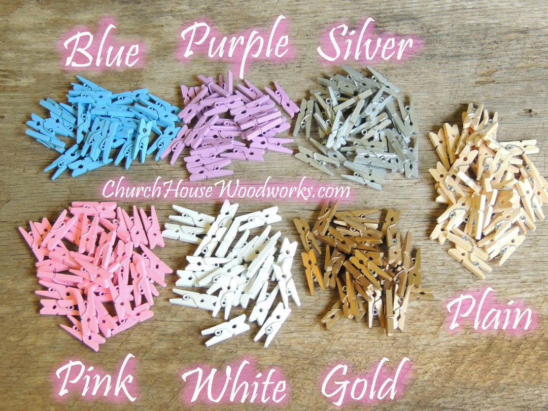 Mini Lilac Purple Clothespins Pack of 100 by ChurchHouseWoodworks.com