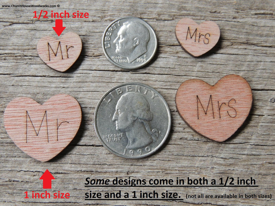 Mr Mrs Wood Heart with word Always on it Confetti Wedding decorations table scatters decor