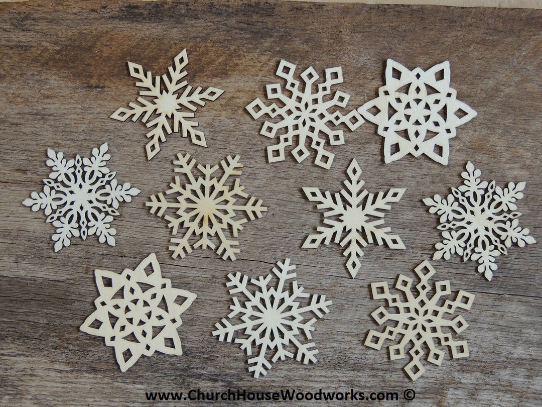 wooden snowflakes craft supplies ornament making 