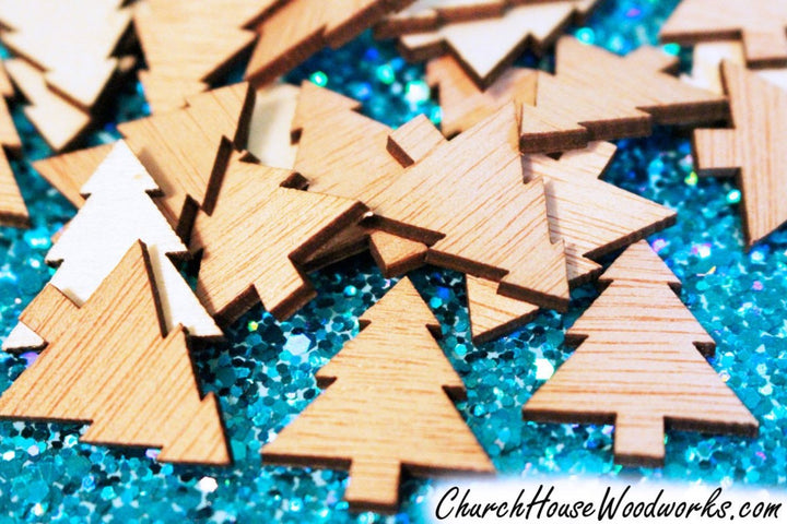 Mini Wooden Christmas Tree Ornaments by ChurchHouseWoodworks.com