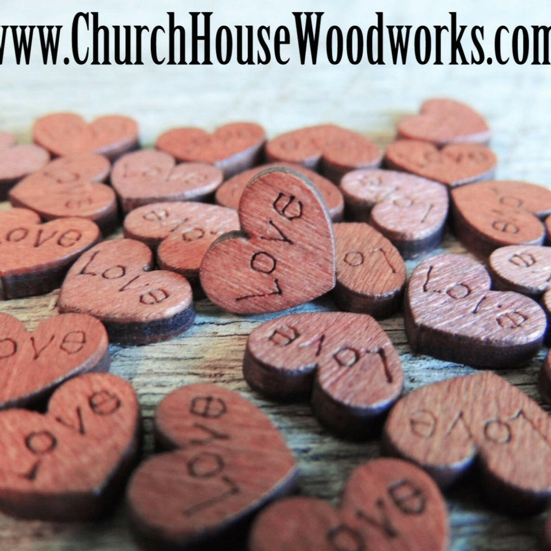 tiny wood love hearts wedding