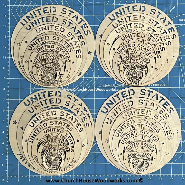 US Armed Forces Military Wood Emblem Insignia Logo Wood Shapes for Flags