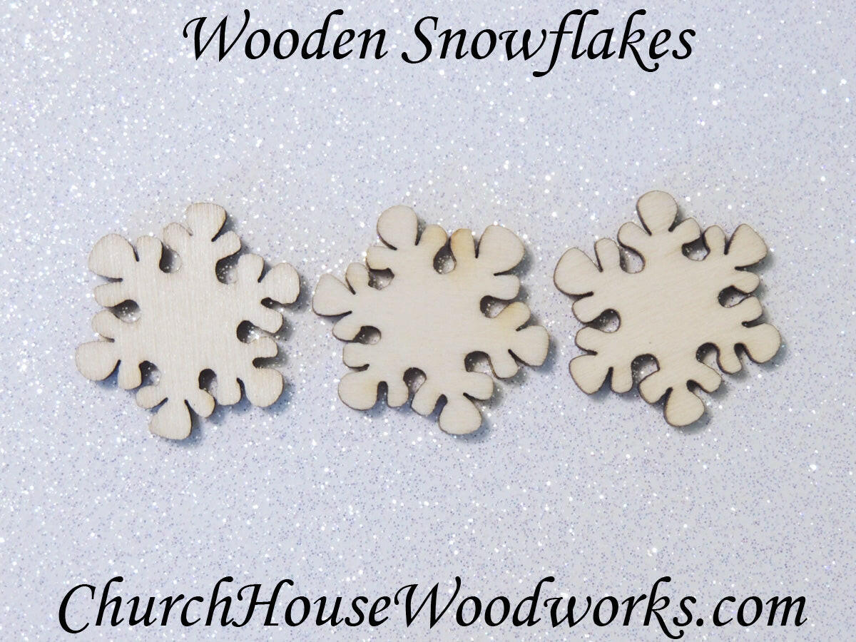 1 Inch UNPAINTED Mini Wood Snowflake Christmas Ornaments 25 QTY