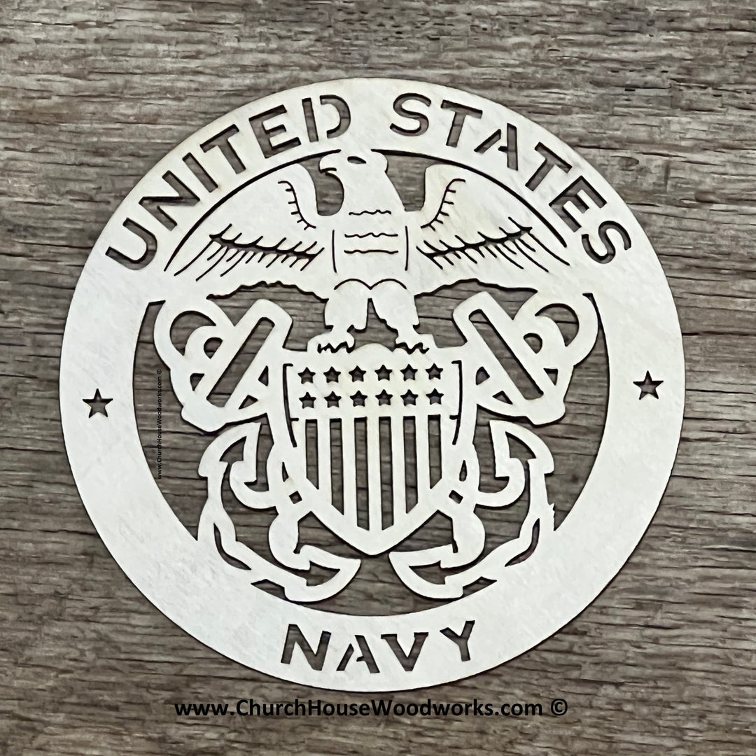 US Navy Armed Forces Military Wood Emblem Insignia Logo Wood Shapes for Flags