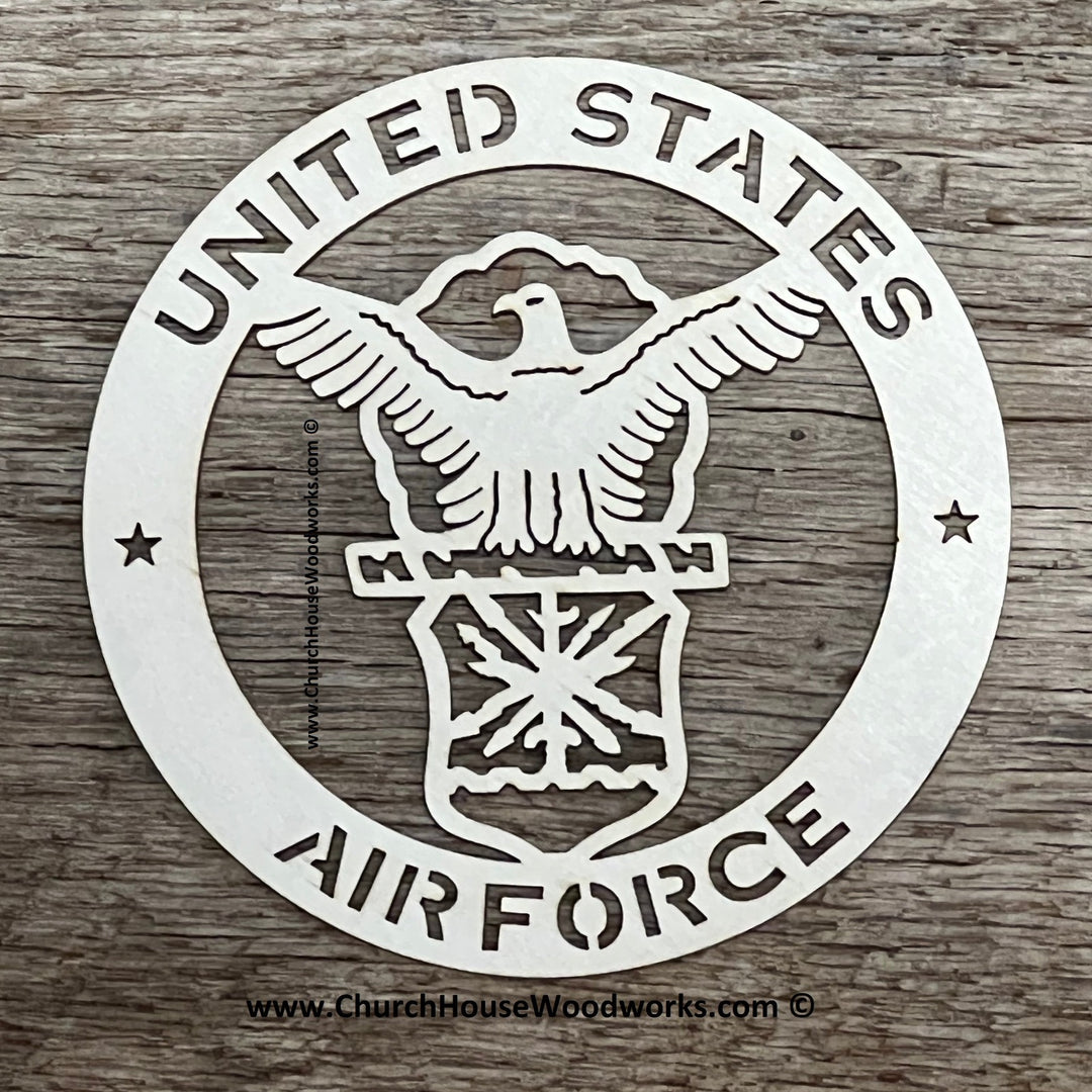 US Air Force Armed Forces Military Wood Emblem Insignia Logo Wood Shapes for Flags