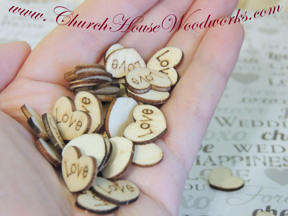 COLOFALLA 50pcs Wedding Table Confetti Wooden Rustic Wedding Table Decoration Double Side Small