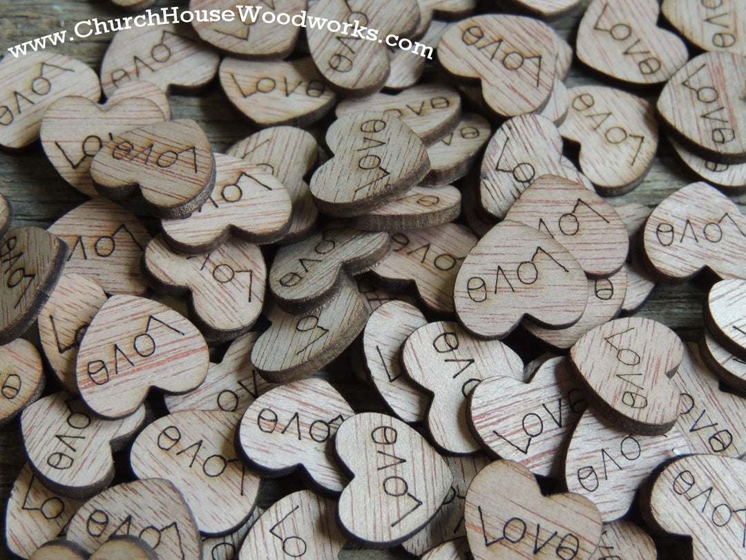 Wooden Hearts Love Mr Mrs Bride Groom for Rustic Weddings Table Decorations Confetti