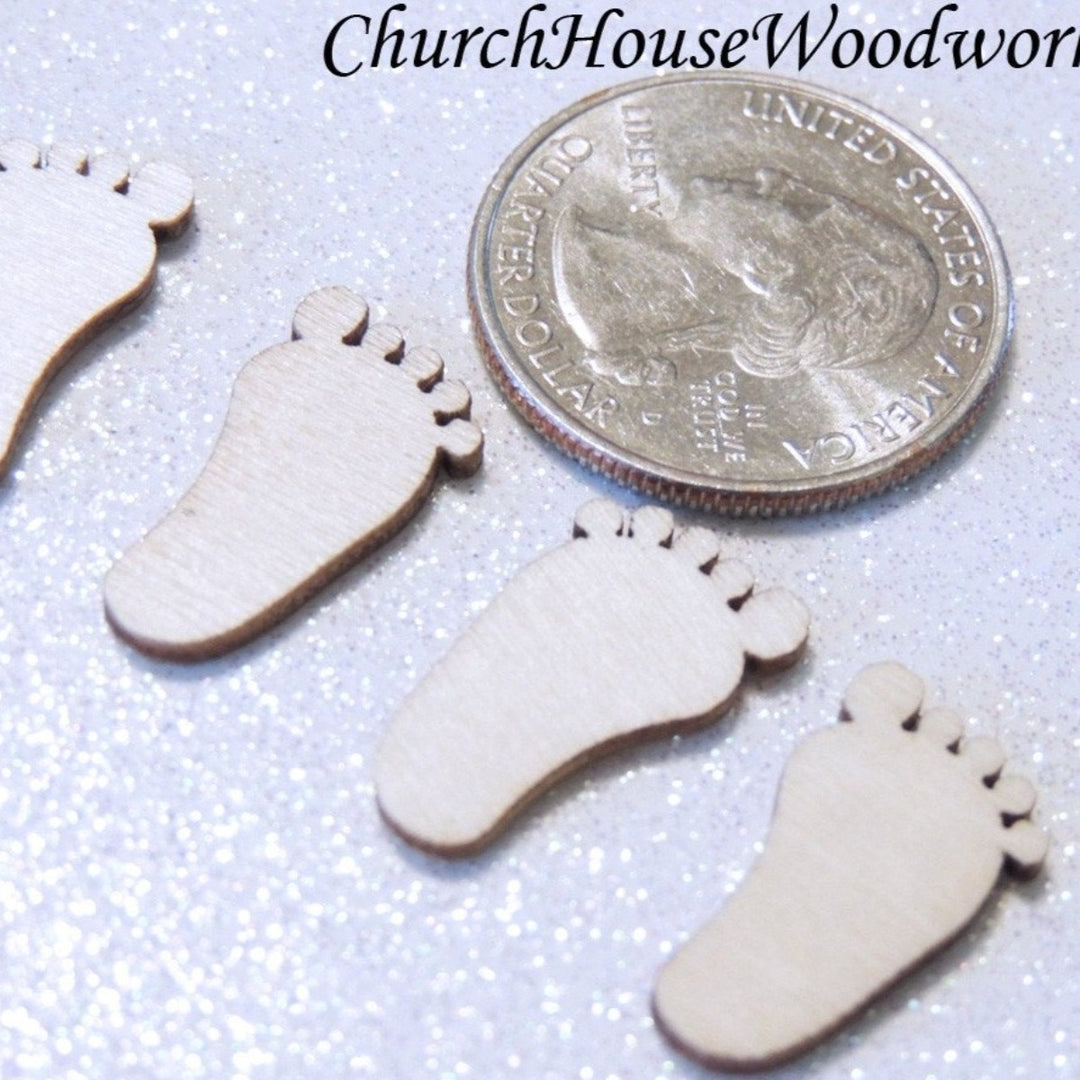 tiny wood baby shower feet wood shapes