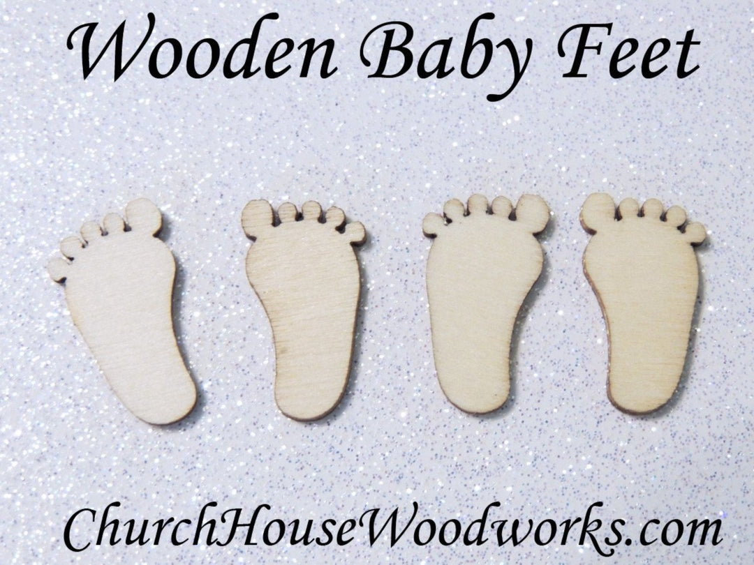tiny wood baby feet for baby shower decorations