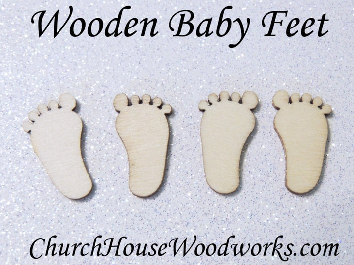 tiny wood baby feet for baby shower decorations