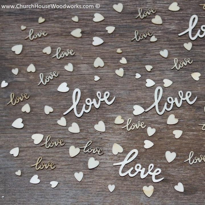 cursive love heart wedding scatter table confetti