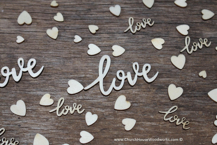 cursive love heart wedding scatter table confetti