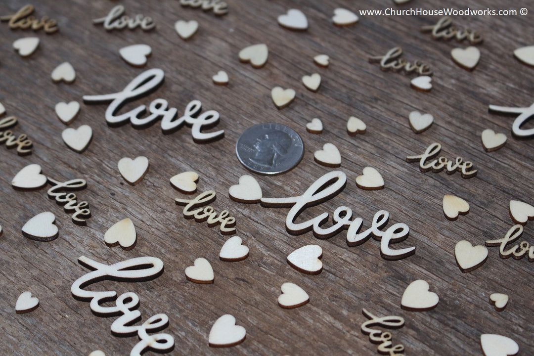 cursive love heart wedding scatter table confetti