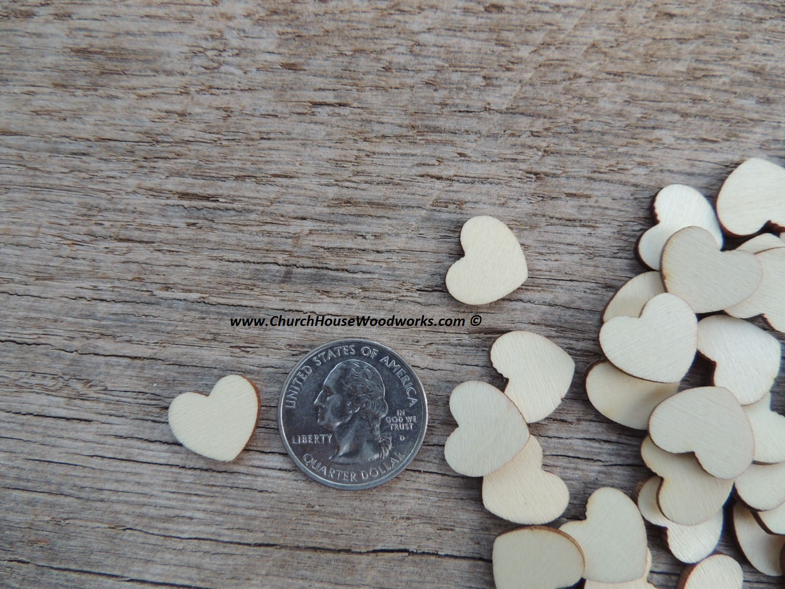 Hollow Wood Hearts - 50 ct - 1/2 inch