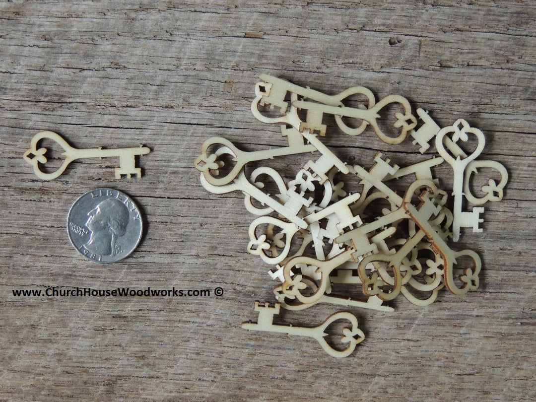small wood skeleton key shape embellishment scrapbooking crafts wooden